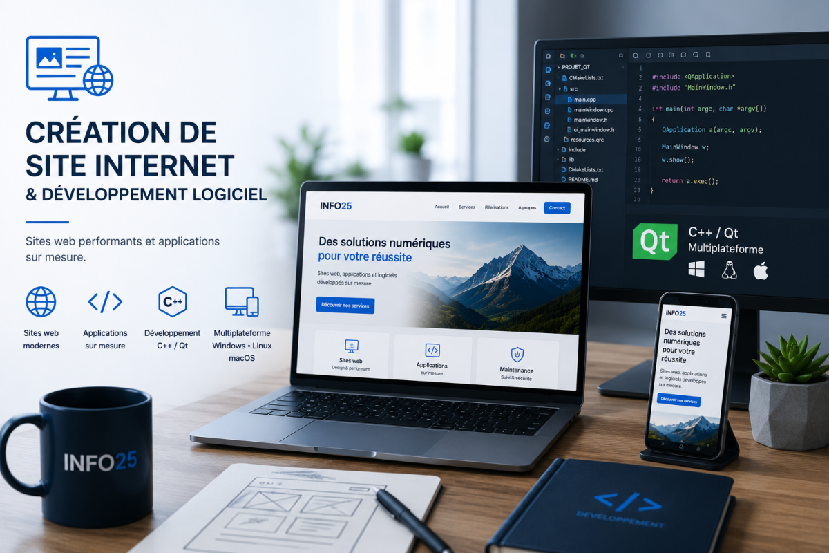 Création de sites Internet et développement logiciel à Besançon – C++ / Qt – INFO25